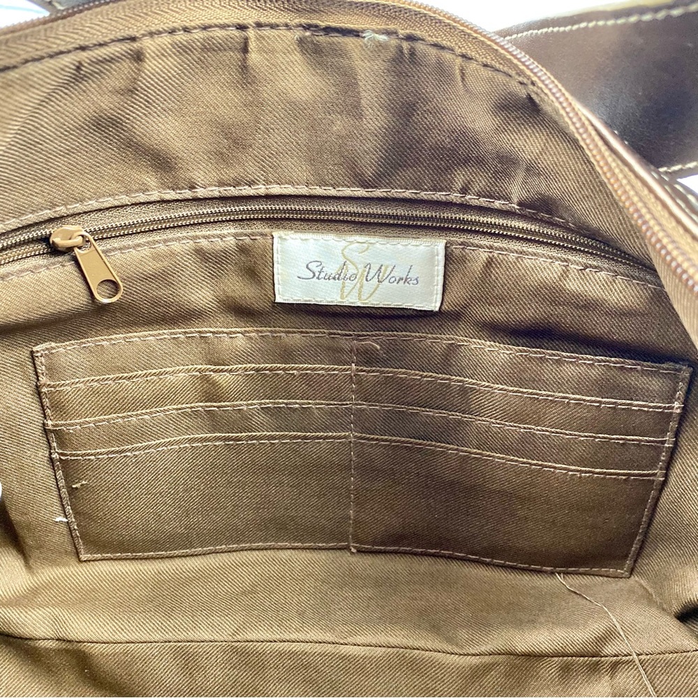 Studio Works Bronze Metallic Copper Hobo Handbag Leather Shoulder Bag Purse - Picture 12 of 15